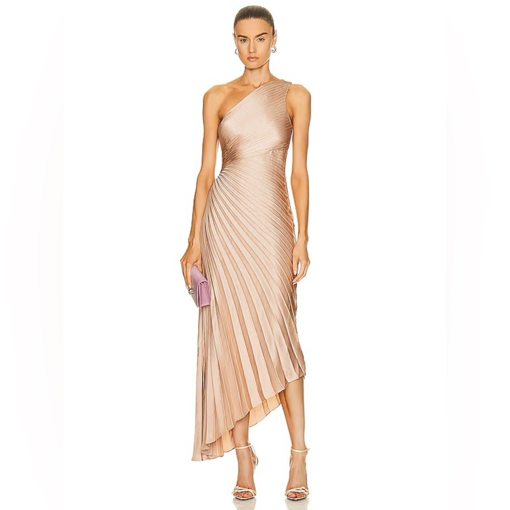 NEW- A.L.C Delfine Dress in Bella Gold Metallic - Picture 2 of 10